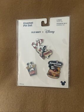 Old Navy Disney Mickey Picnic Enamel Pin Trio - collectible